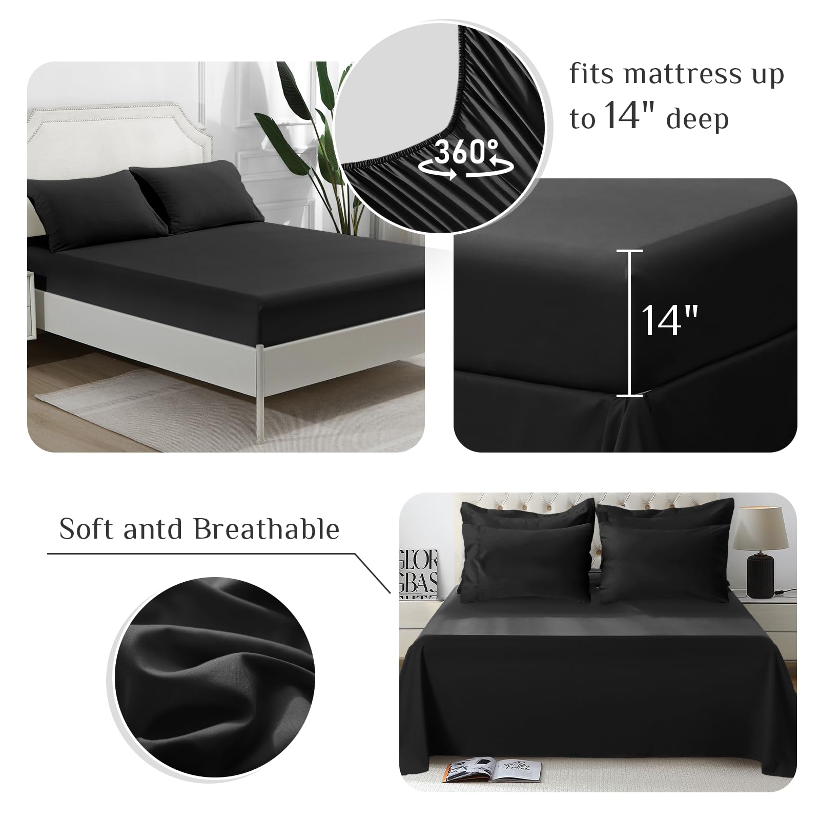 Jollyvogue Queen/Full Comforter Set, 7-Piece Bed In A Bag Queen, Ultra-Soft Comforters Queen Size, Queen Size Comforter Sets, Go