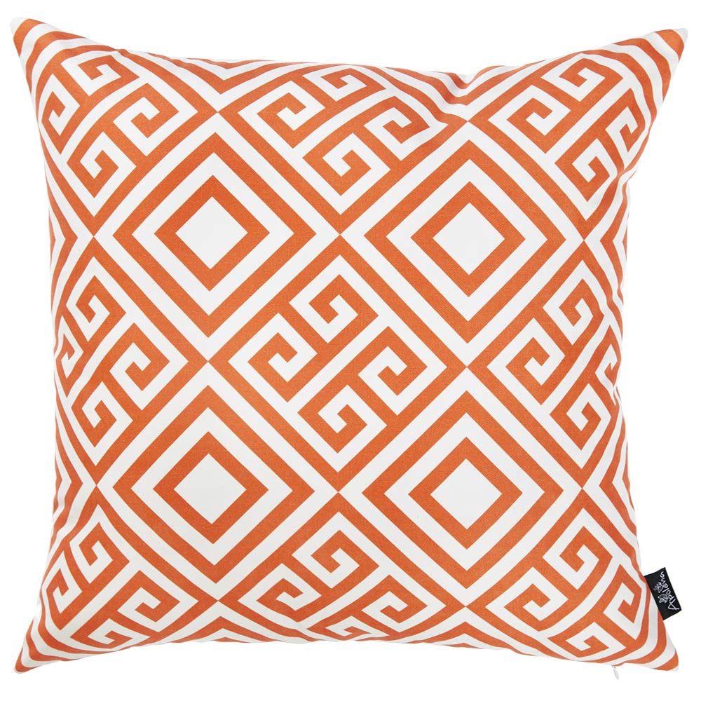 HomeRoots Multi Polyester 18'x 18'Orange Tropical Greek Printed Decorative Throw Pillow Cover