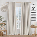Miulee 100% Blackout Curtains 108 Inches Long, Linen Curtains For Bedroom Living Black Out Window Treatments Thermal Insulated Room Darkening Drapes Back Tab & Rod Pocket, Cream, 2 Panels