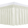 Biscaynebay Wrap Around Bed Skirts For King & Cal King Beds 17' Long Drop, Ivory Adjustable Elastic Dust Ruffles Easy Fit Wrink