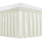 Biscaynebay Wrap Around Bed Skirts For King & Cal King Beds Short Drop Of 12', Ivory Adjustable Elastic Dust Ruffles Easy Fit W