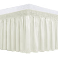 Biscaynebay Wrap Around Bed Skirts For Queen Beds 19' Long Drop, Ivory Adjustable Elastic Dust Ruffles Easy Fit Wrinkle & Fade