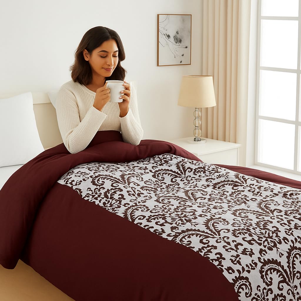 Swayam Double Bed Ac Comforter, 150 Gsm  Choco | Lightweight Mild Winter Blanket | 254 X 228 Cm | Health Layer Technology Preve