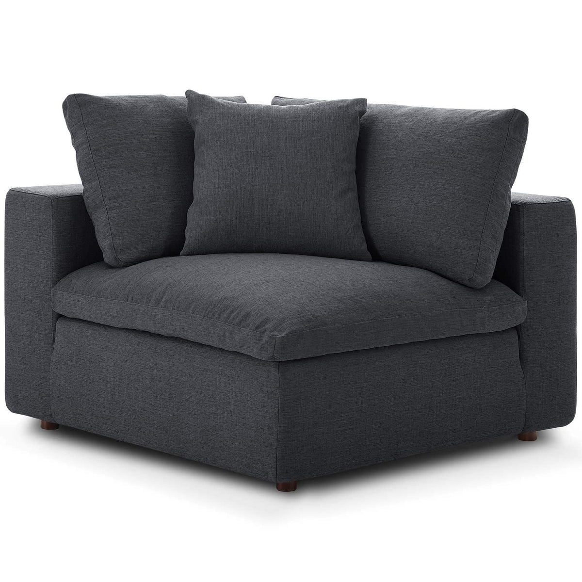 Modway Commix Down-Filled Overstuffed Upholstered Sectional Sofa Corner Chair In Gray