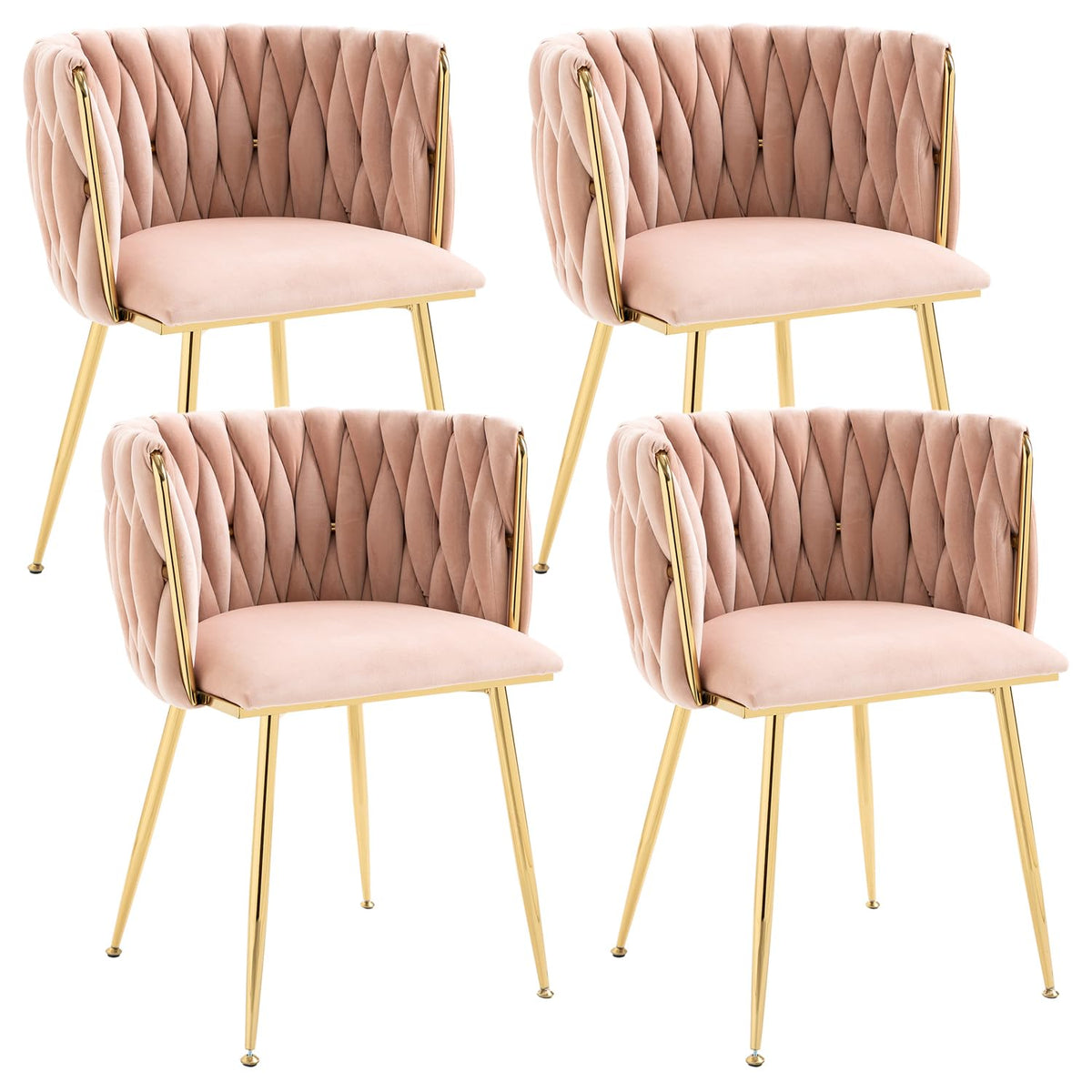 Kiztir Velvet Dining Chairs Set Of 4, Upholstered Dining Room Chairs With Gold Metal Legs, Luxury Tufted Dining Chairs For Livin