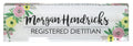 Infusion Personalized Office Desk Name Plate Acrylic Glass Block (10 X 3 X 1.25', Peonies Pink And Yellow)