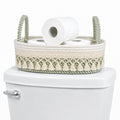 Sanwarm Woven Rope Storage Basket, Sage with White Tassel Bathroom Decor