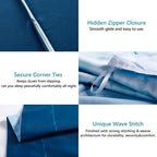 Mildly 100% Long-Staple Cotton Duvet Cover Set Aqua Watercolor Marble Pattern Printed Comforter Cover 3Pcs, Ultra Soft & Breatha