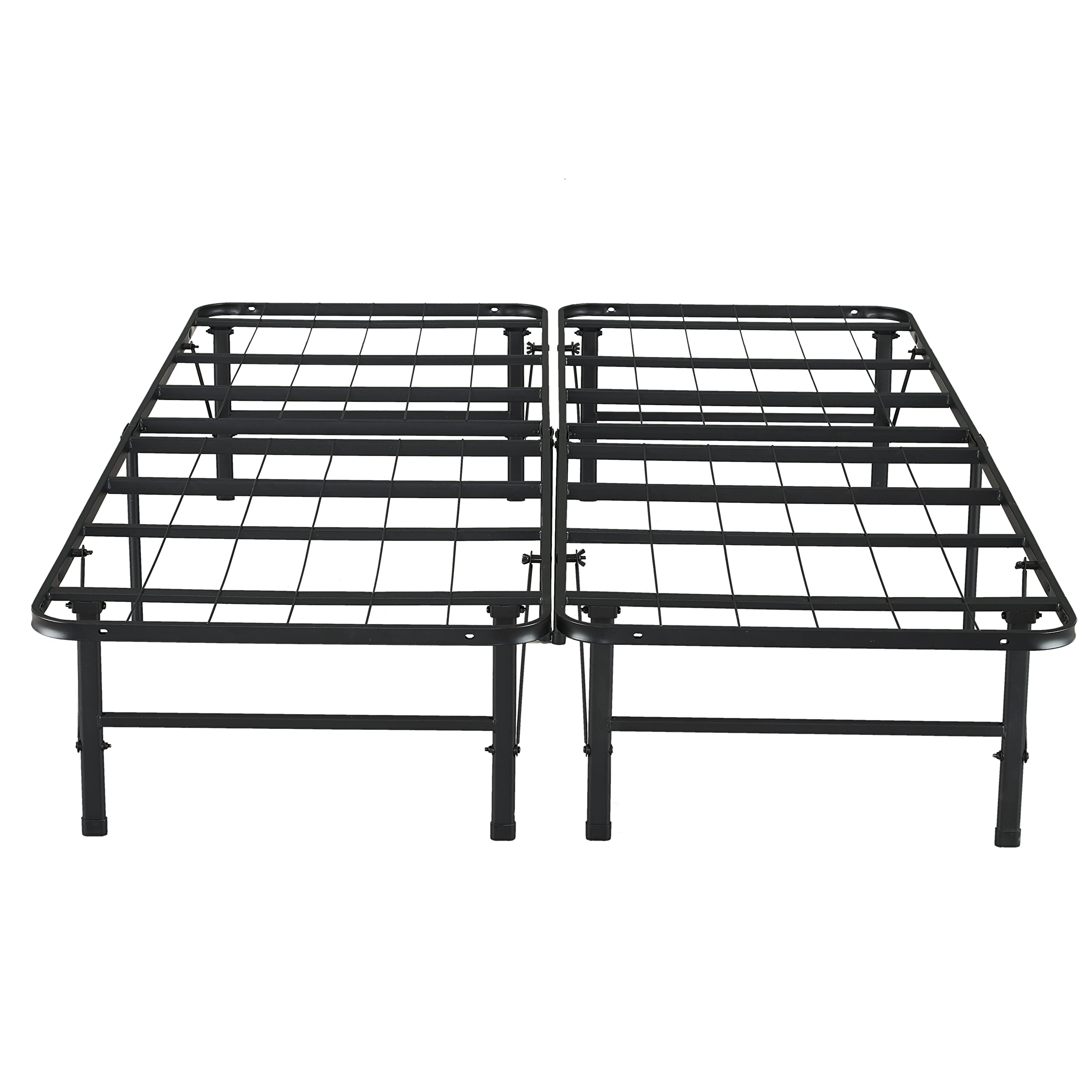 Tool Free Assembly 14' Full Bed Frame Heavy Duty Foldable Bed Frame Folding Bed Frame With Steel Metal Slats Box Spring Replacement 600Lbs Capacity - Platform Bed Full Bed Frame Size, Black