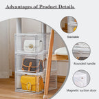 Lxlxxl Storage Bins With Lids, 6 Sets 115 Qt Hard Plastic Storage Containers With Magnetic Acrylic Clear Door, Stackable Storage