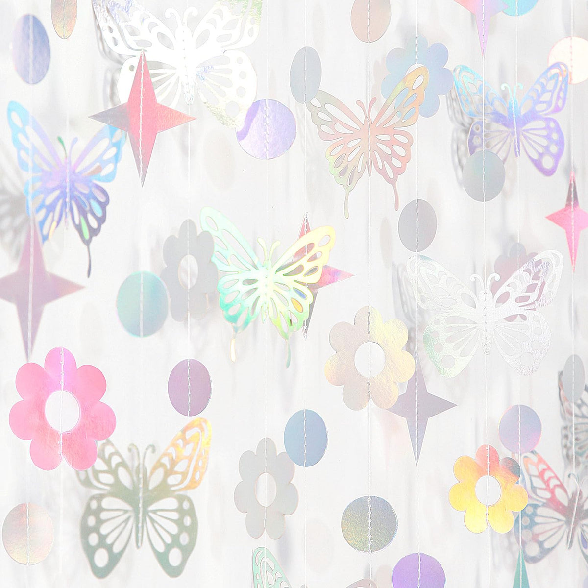 Iridescent Butterfly GirlBirthday PartyDecorations GarlandStreamers  52Ft Baby Shower Bachelorette Holographic Hanging Banne