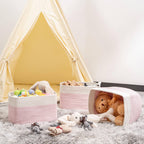 Kriitools Pink Girls Baby Nursery Rope Toys Baskets , Decorative Woven Storage Baskets For Gift, Cubes Storage Organizer Baskets