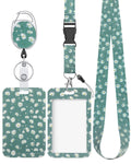 Uniclife Floral Sliding Badge Holder White Daisy Plastic Case With Retractable Badge Reel Carabiner Clip & Detachable Lanyard St