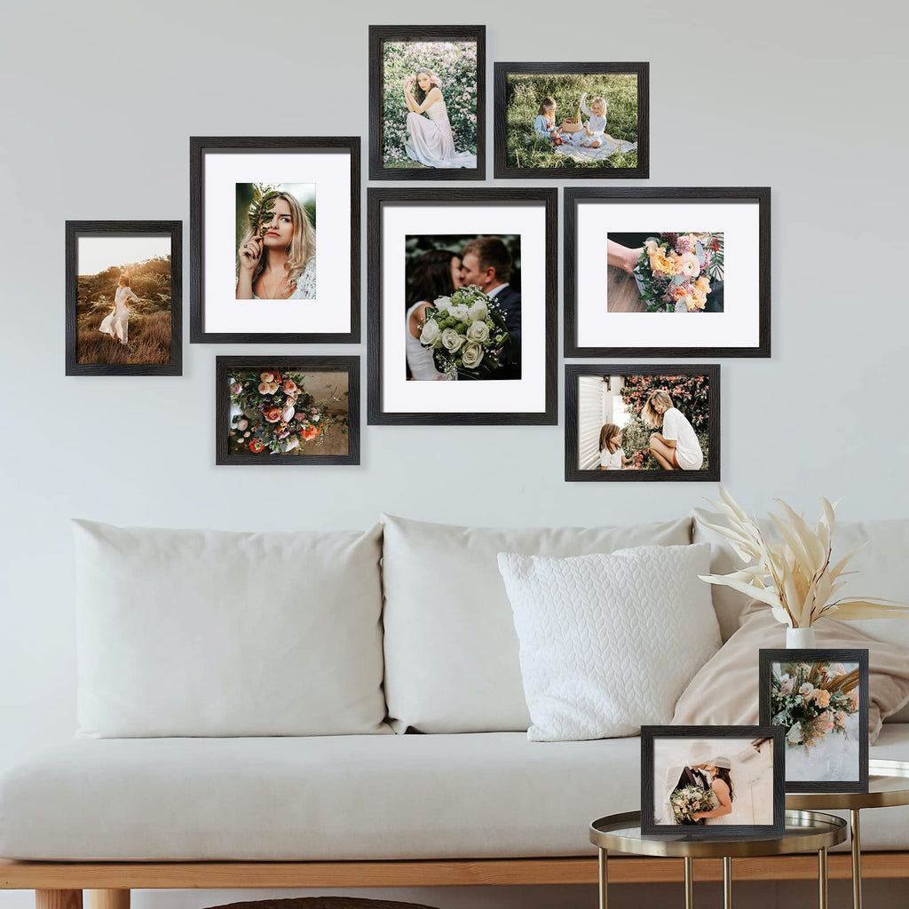 Seseat Picture Frames Collage, Gallery Wall Frame Set With 11X14 8X10 5X7 4X6 Frames In Black Woodgrain Finishes, Set Of 10