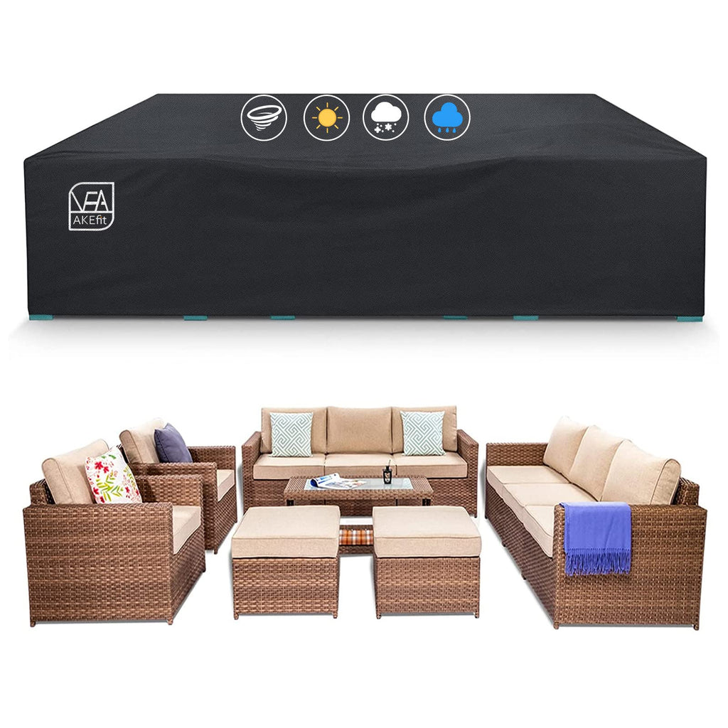 Akefit 2 Years Lifespan Patio Furniture Set Covers Size 126'X63'X29',500D Extra Heavy Duty Outdoor Furniture Cover, Waterproof Extra Large Outdoor Sectional Cover,Square And Retangle Patio Table Cover