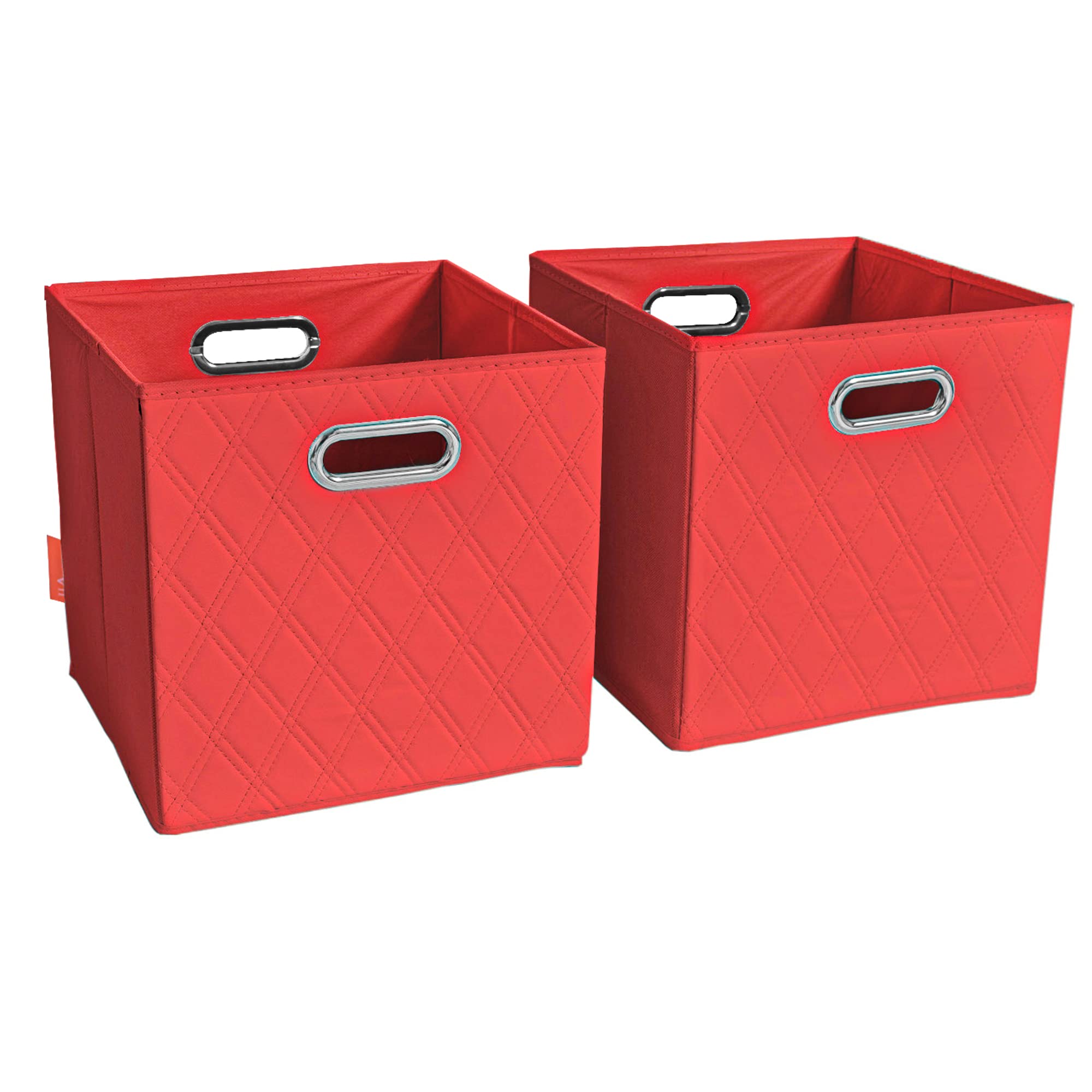 JIAessentials Red Foldable Storage Baskets Cube Bins Storage Organizers With Handles For Living Room , Bedroom, Office Storage, 