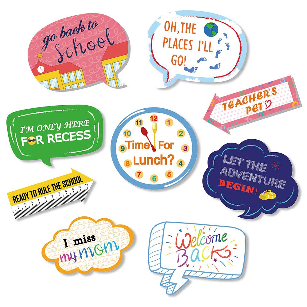 Konsait 46Count Back To School Photo Booth Props, First Day Of School Welcome Decorations,Apple Pencil Stationery Chalkboard Dec