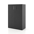 Homes: Inside + Out Apexa 3-Tier Stackable Wood Bookcase With Doors, Cube Storage Organizer Shelves, Small Food Pantry Cabinet, Dorm Teen Room Decor & Bedroom, Home Office, Kitchen, Black