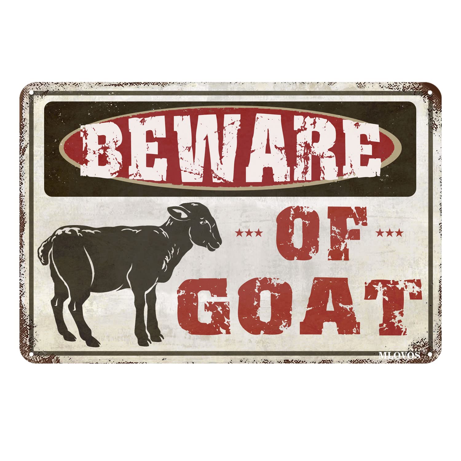 Goat Sign Warning Sign Beware Of Goat Metal Sign For Yard Fence Garage Cave Home Garden Wall Funny Decor Retro Tin Sign 8X12 Inc