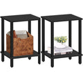 Tutotak End Table, Set Of 2, Side Table, Nightstand, 2-Tier Storage Shelf, Sofa Table For Small Space, Living Room, Bed Room Tb01Bk035