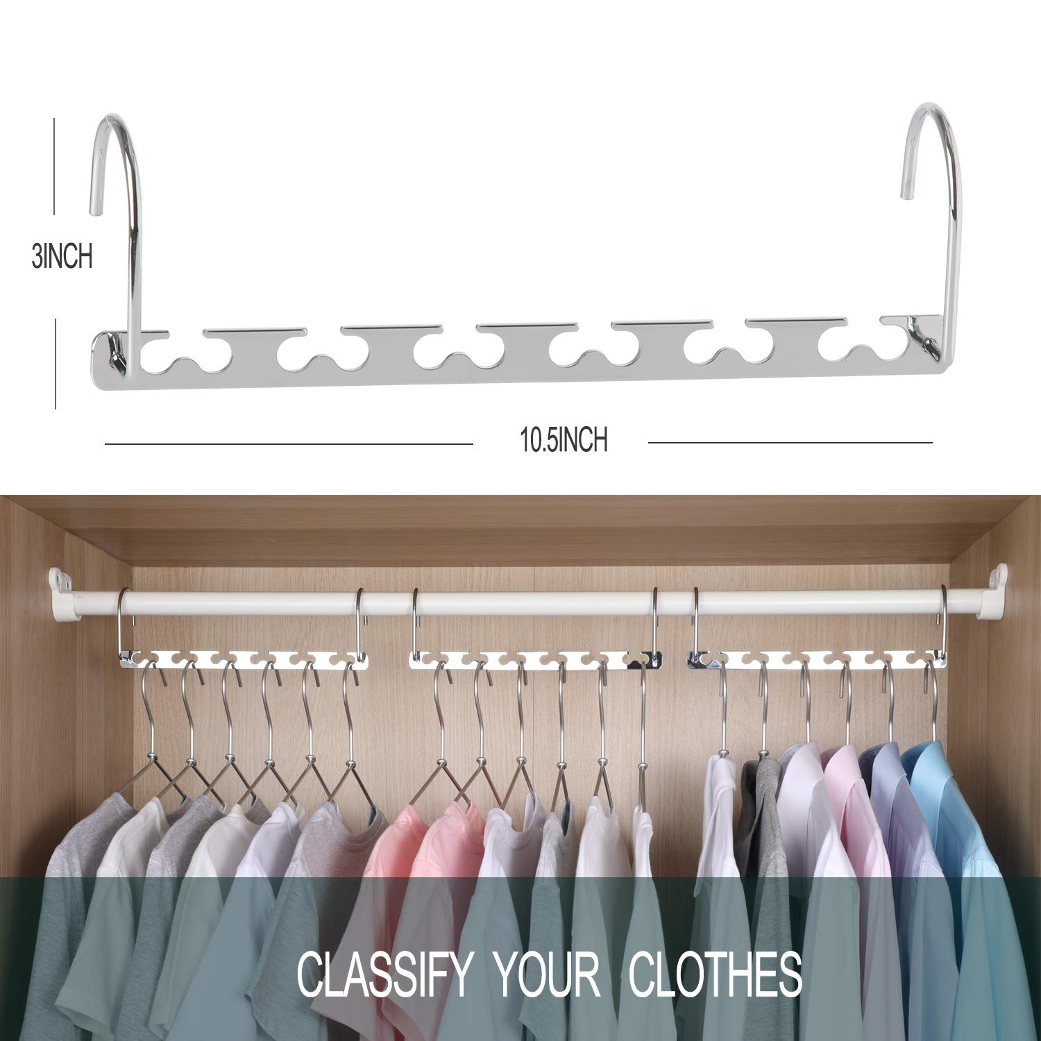 Meetu Space Saving Hangers Metal Clothes Hangers 6X2 Slots Magic Hanger Cascading Hanger Updated Hook Design Closet Organizer Ha