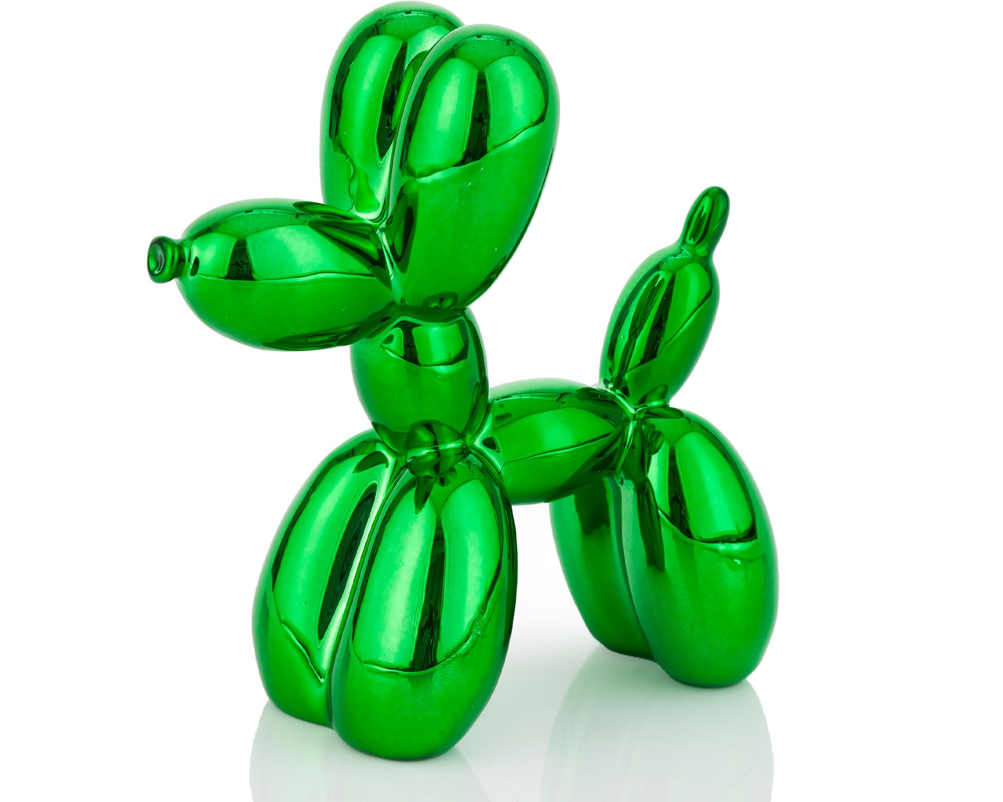 AMOIENSIS Shiny Balloon Dog Statue Decor, 4 inch Electroplate Green Balloon Dog Animal Sculpture, Small Nick Nacks for Shelf Dec