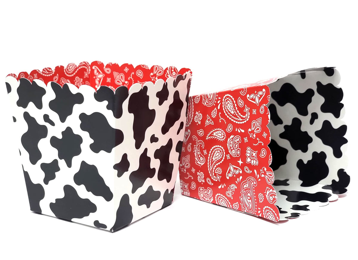 Cow and Bandana Party Favor Snack Boxes for Kids Birthday Parties, Baby Showers, Farm themed Bridal Showers/Weddings, and School