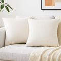 Mixhug Set Of 2 Cozy Velvet Square Decorative Throw Pillow Covers For Couch And Bed, Cream, 18 X 18 Inches