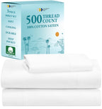 California Design Den Twin Size Sheet Set - 100% Cotton 500 Thread Count, Cooling Deep Pocket Bed Sheets With Fitted Elastic She