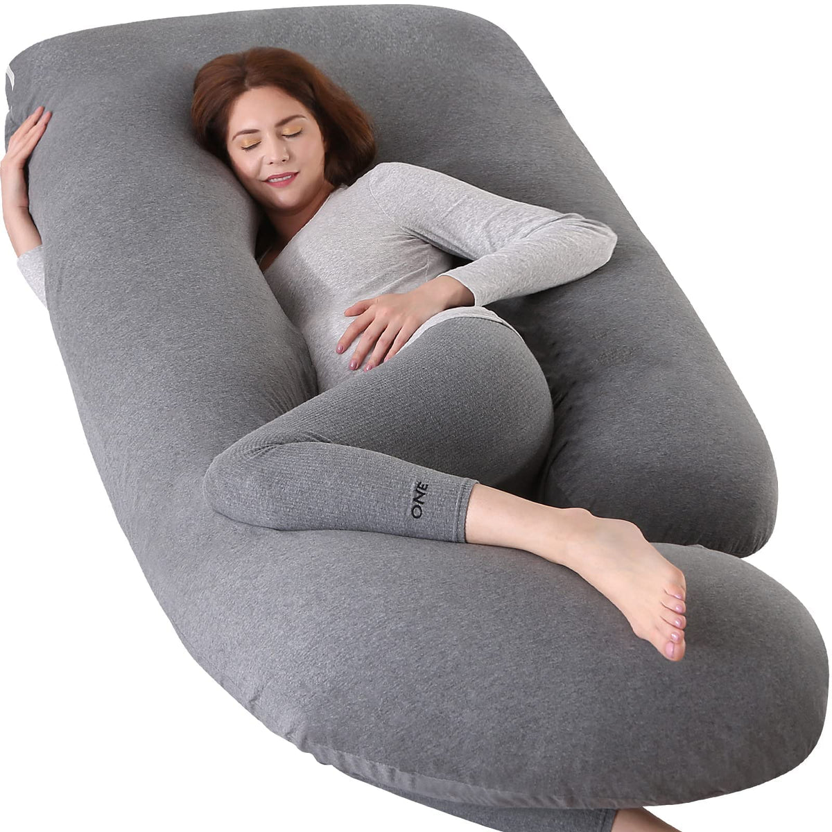 Elover Pregnancy Pillows For Sleeping,U Shaped Full Body Pillow For Pregnancy Women With Removable Jersey Cotton Cover,57 Inch M