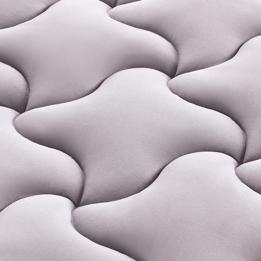 Sleep Zone Cooling Mattress Topper Full Size Mattress Pad, Quilted Fitted Mattress Cover, Machine Washable, Soft Fluffy Down Alternative, Deep Pocket 8~21 Inch (Grey, Full)