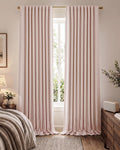jinchan Pink Blackout Curtains 108 Inch Farmhouse Rod Pocket 2 Panels