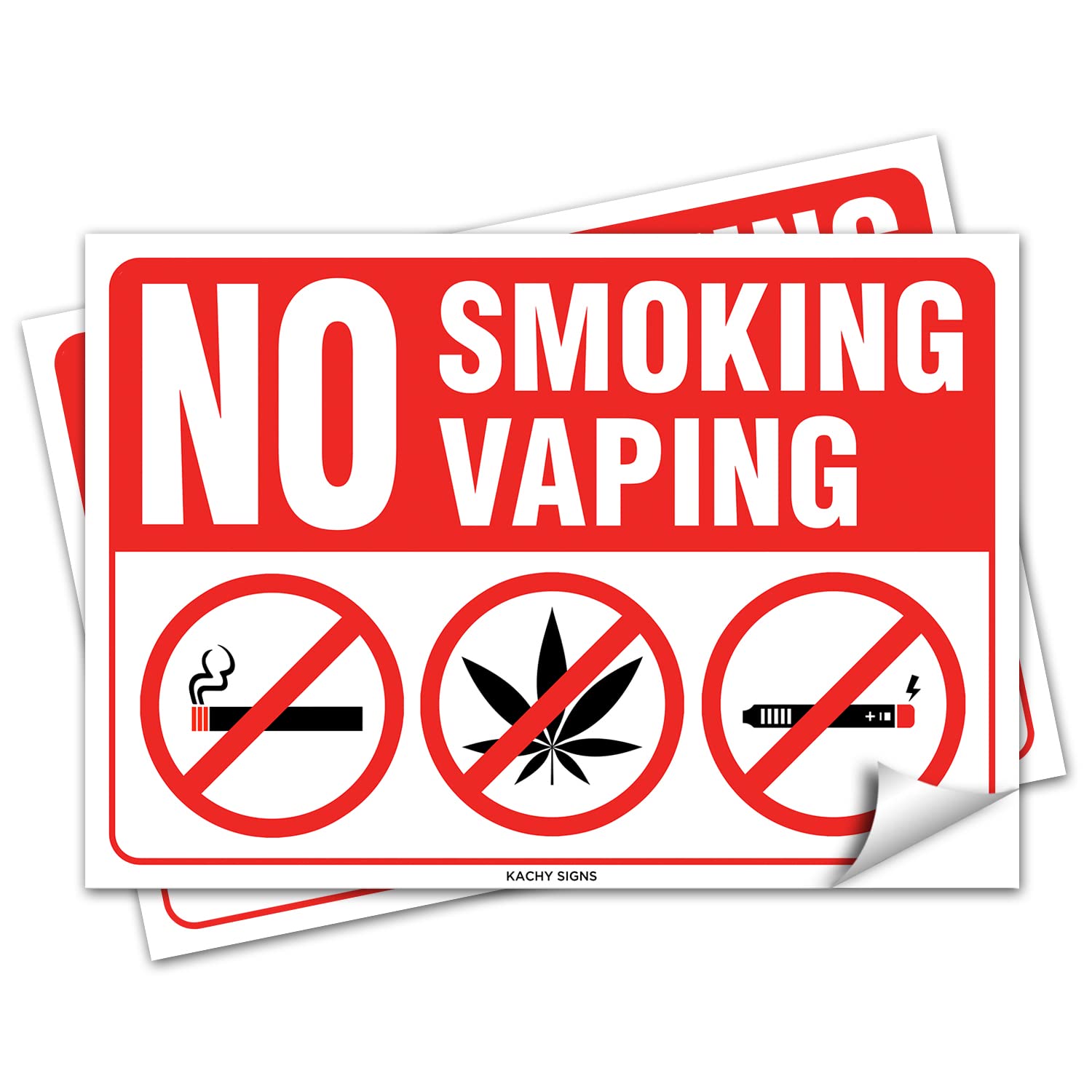 (Set Of 2) No Smoking/Vaping Sign - 10' X 7' 4 Mil Vinyl - Laminated For Ultimate Protection & Durability - Self Adhesive Deca