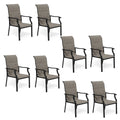 Mfstudio Patio Dining Chairs Set Of 8, Padded Textilene Patio Chairs Outdoor Dining Chairs, High Back Sling Patio Chairs For Bac