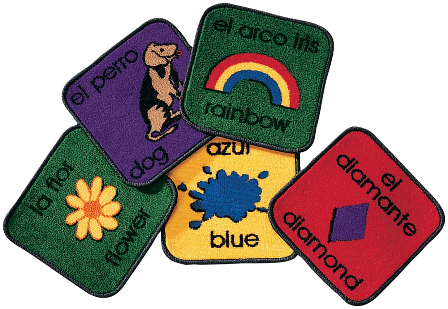 Carpets for Kids KID$Value Plus 1618 Bilingual Carpet Individual Seating Set 18-12in Squares Multi Color