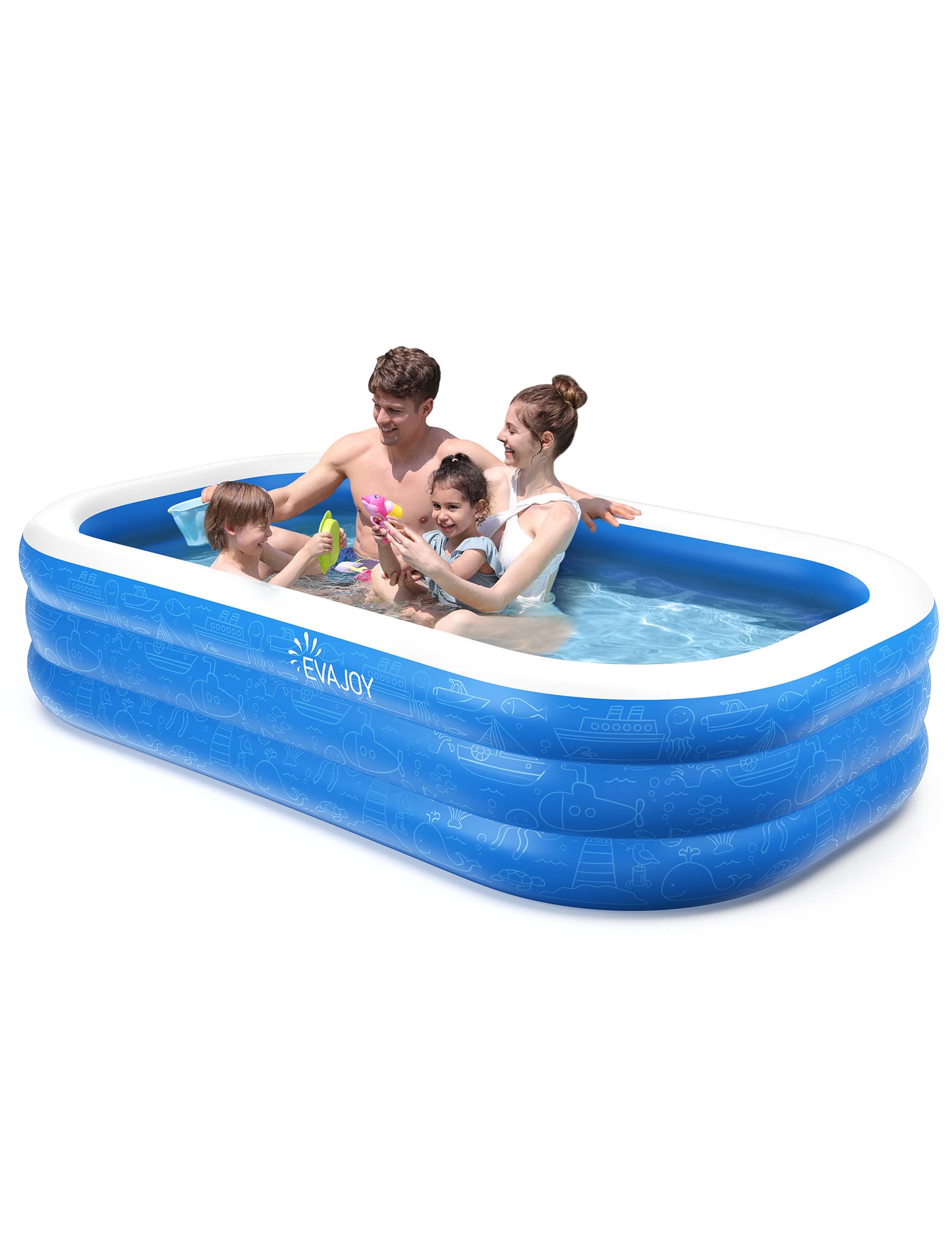 Inflatable Pool, Evajoy 92'56'20' Inflatable Swimming Pool For Summer Water Party Bpa-Free Above Ground Blow Up Kiddie Pool B