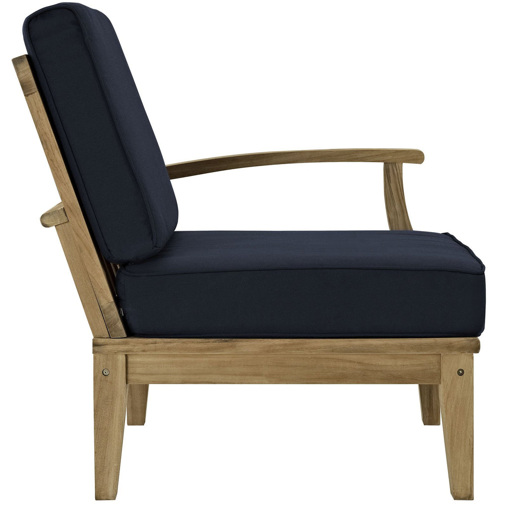 Modway Marina Premium Grade A Teak Wood Outdoor Patio Right-Facing Sofa In Natural Navy