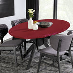 Lushvida Vinyl Fitted Table Cover Elastic Edged Plastic Table Cover… (Red, Best For Up To 45'-56' Round)