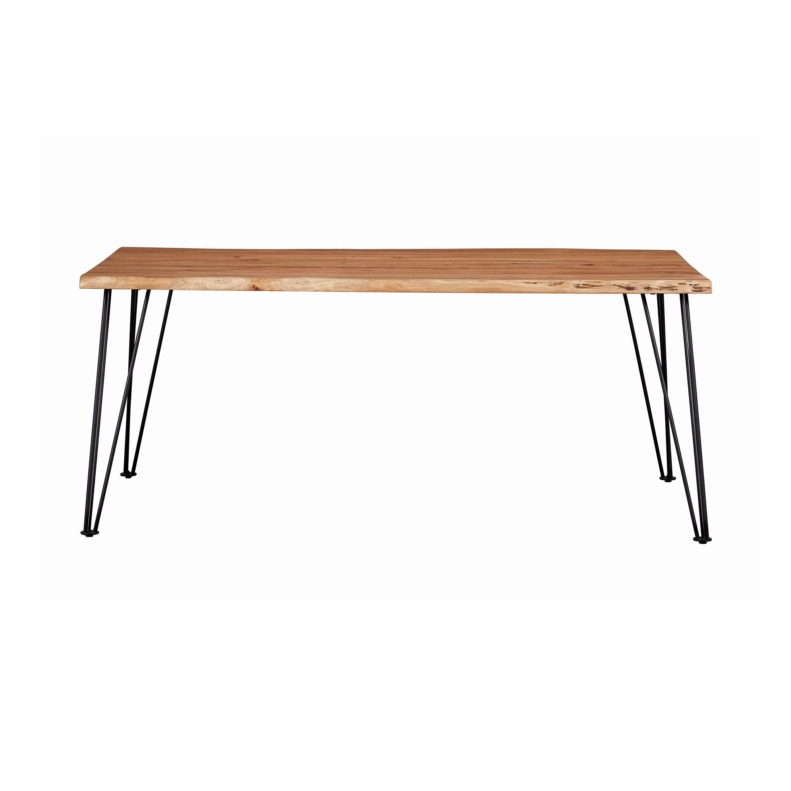 Coaster Furniture Sherman Rectangular Natural Acacia and Matte Black Dining Table 190911