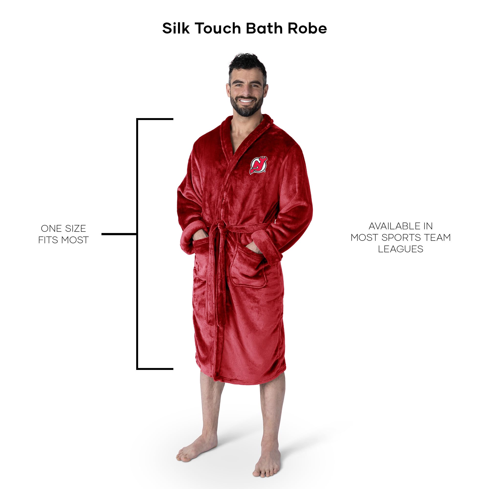 Northwest Nhl New Jersey Devils Unisex-Adult Silk Touch Bath Robe, Large/X-Large, Team Colors
