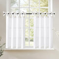 jinchan Tie Top Linen Kitchen Curtains Over Sink 24 Inch Length Tier Curtains Farmhouse Rustic Small Cafe Curtain for Bedroom Li