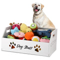 Leinuosen Large Dog Toy Bin Basket, 20 Inch Large Stuff Toy Storage Basket Bin with Bone Handle Cutout Pattern Pine Container fo