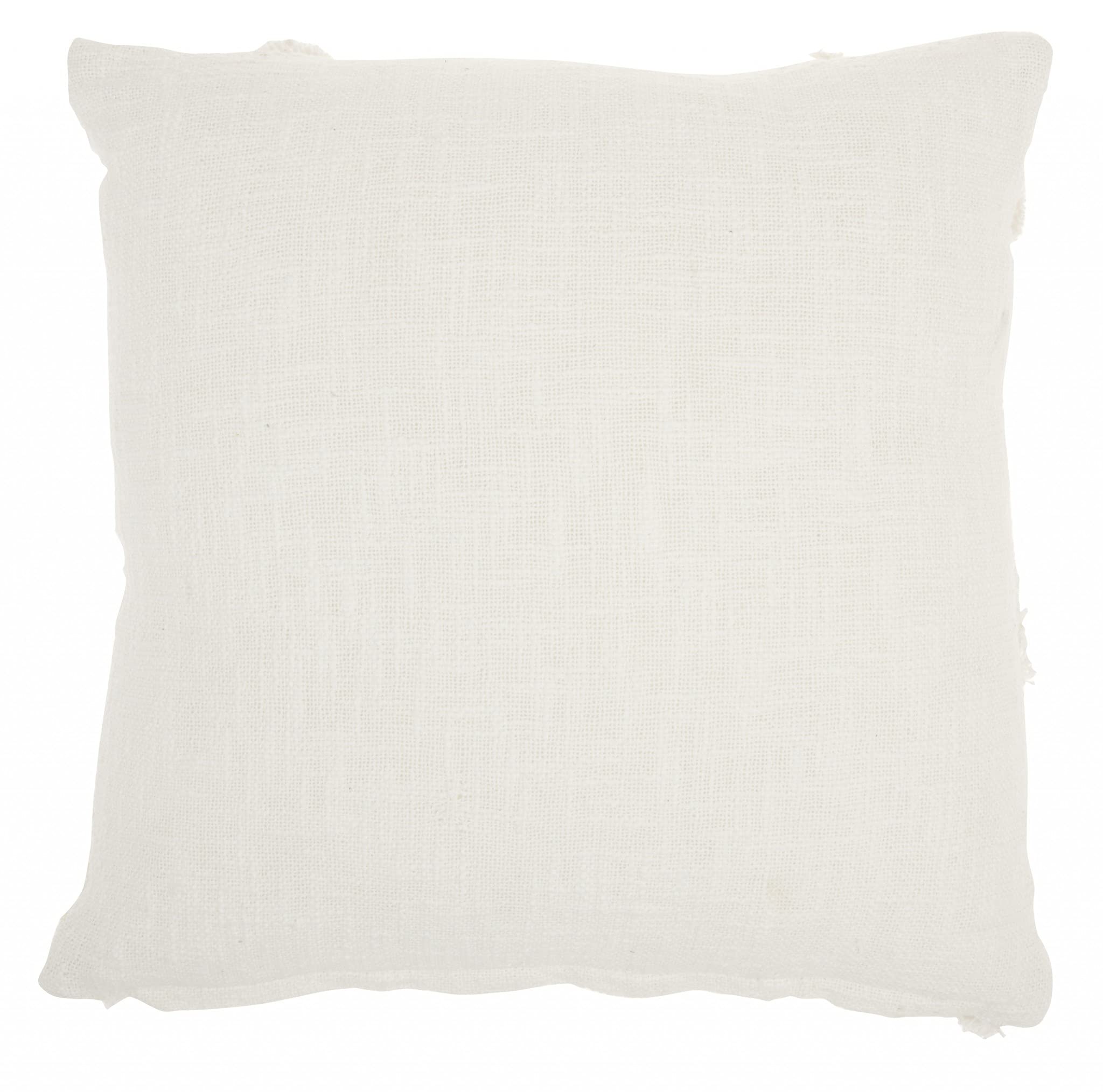 HomeRoots 100% Cotton Boho Chic White Textured Lines Throw Pillow