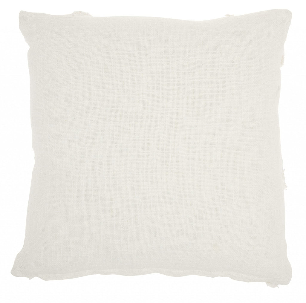 HomeRoots 100% Cotton Boho Chic White Textured Lines Throw Pillow