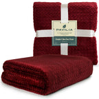 Pavilia Soft Fleece Burgundy Dark Red Throw Blanket For Couch, Lightweight Plush Warm Blankets For Bed, Fuzzy Cozy Flannel Blank