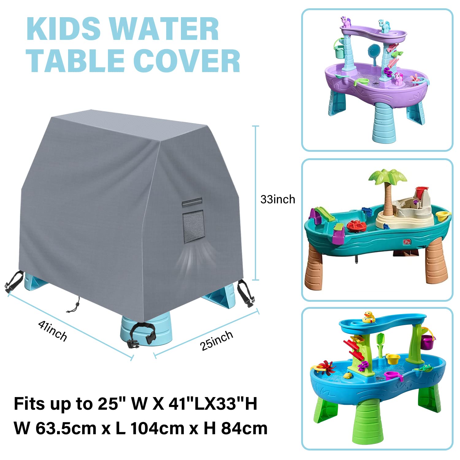 Kovshuiwe Kids Water Table Cover Fit Step2 Rain Showers Splash Pond Water Table, 420D Waterproof Dust Proof Anti-Uv Outdoor Toys Cover-Cover Only