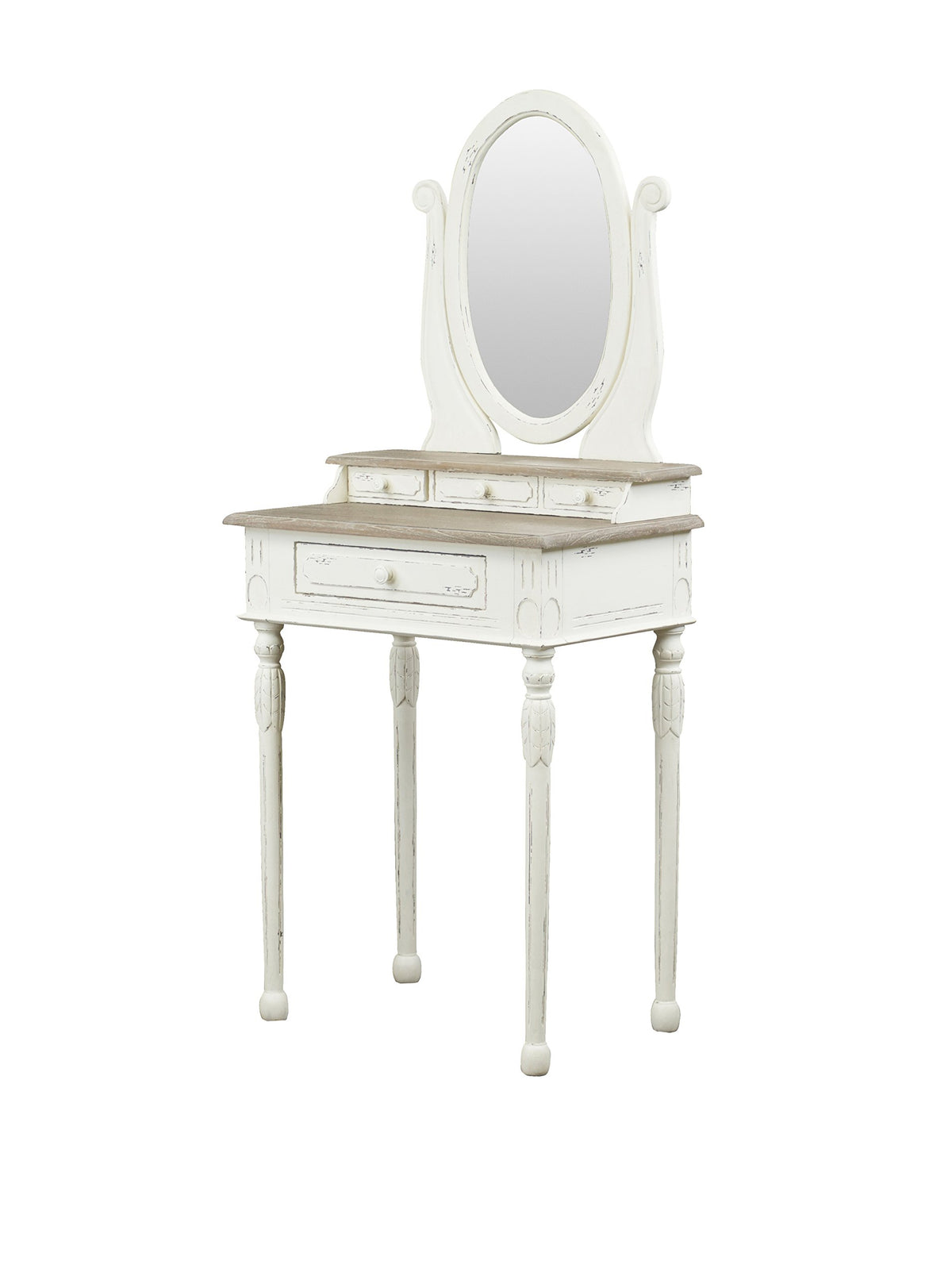 Baxton Studio Anjou Traditional French Accent Dressing Table With Mirror, White