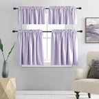 Donren Lavender Light Purple Valances For Bedroom - Room Darkening Small Window Rod Pocket Curtain Valances(52 By 16 Inch,2 Pane