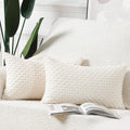 Madizz Pack Of 2 Boho Corduroy Striped Throw Pillow Covers 12X20 Inch Cream White Soft Decorative Cushion Cover For Bedroom Sofa