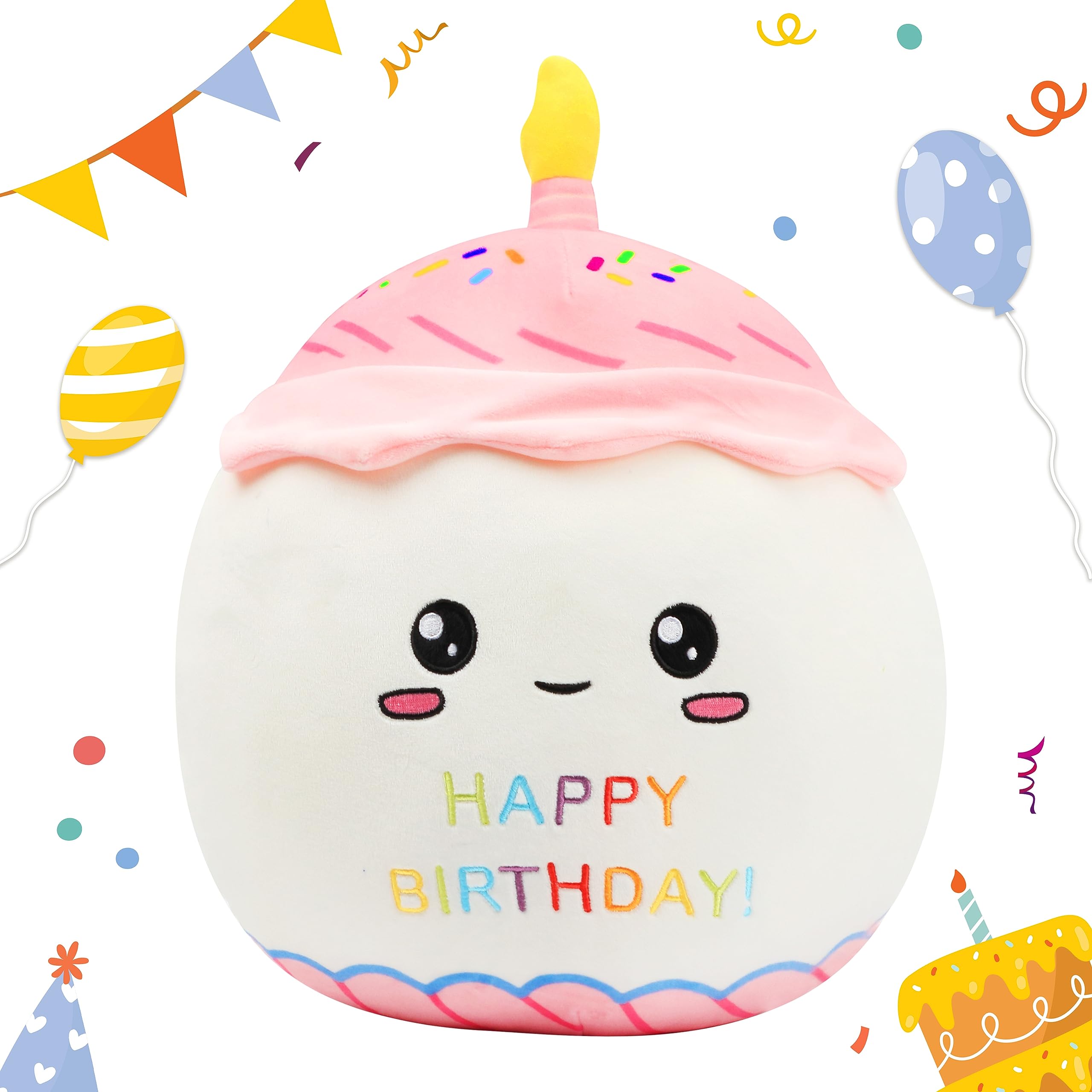 Easfan 12 ' ' Birthday Cake Plush Pillow Soft Cake Plush Toy Cute Stuffed Animal Home Room Decoration Birthday Gifts For Kids To